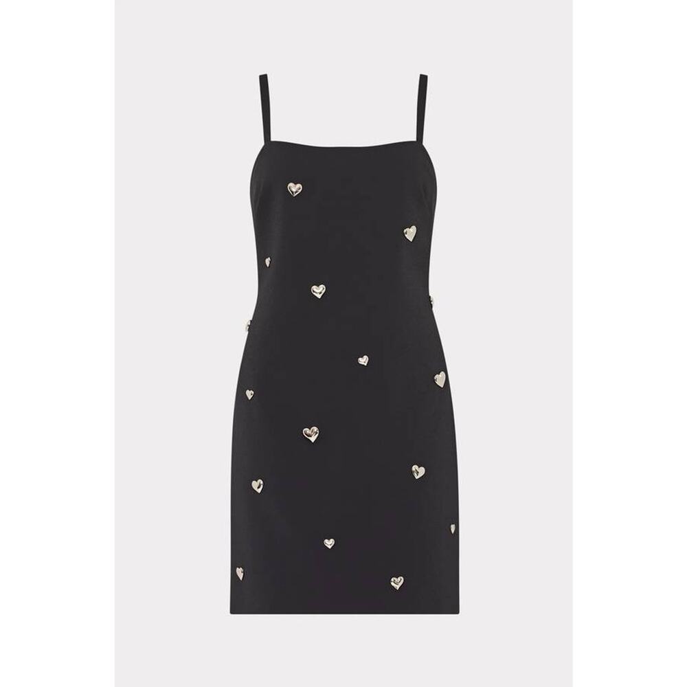 Milly Colette Heart Applique Mini Dress in Black 6 - Picture 3 of 4